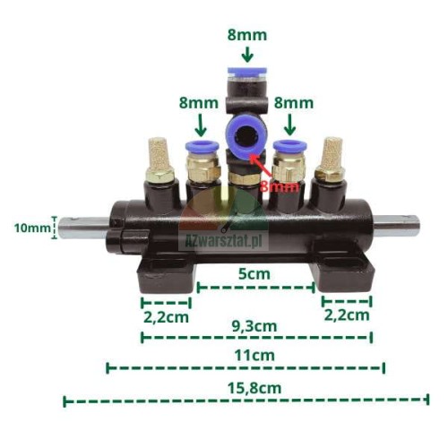 Ventilblock - Luftverteiler Typ E mit Maßen