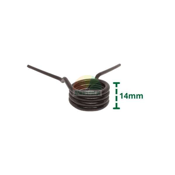 Schwarze Schenkelfeder mit 14mm Höhenangabe auf weißem Hintergrund