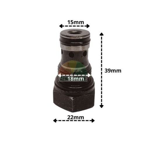 Rückschlagventil mit Abmessungen, 18mm Gewinde