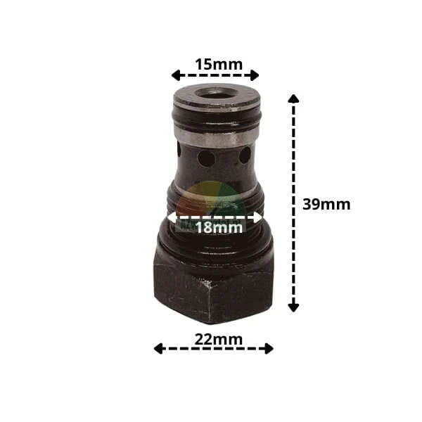 Rückschlagventil mit Abmessungen, 18mm Gewinde