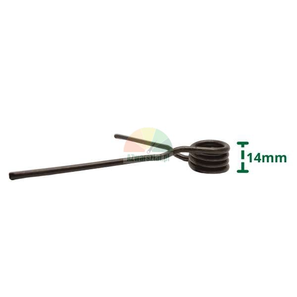 Metall-Torsionsfeder mit einer Windungshöhe von 14 mm auf weißem Hintergrund