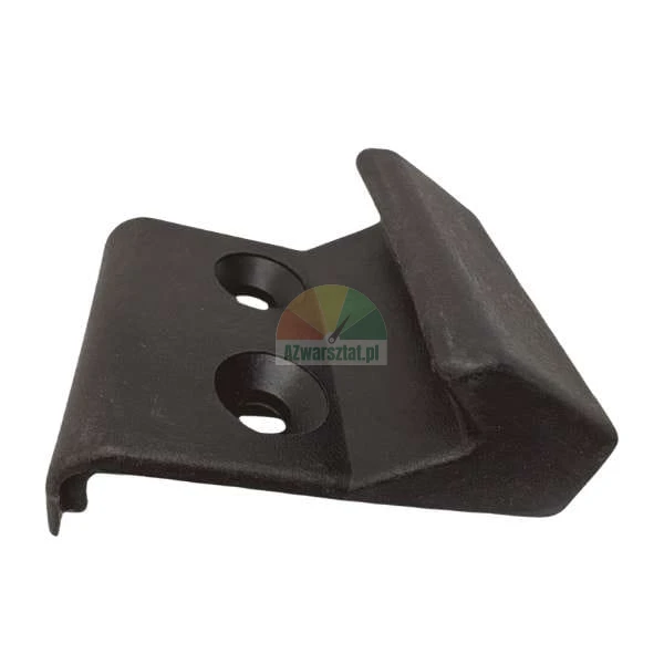 Schwarze Montagehalterung aus Metall mit zwei Schraublöchern.
