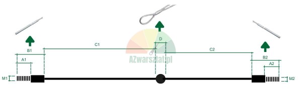 Universal-Stahlseil mit Öse für 4-Säulen-Hebebühne - technisches Diagramm