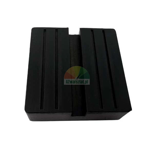 Schwarze Gummiauflage für Wagenheber mit Schutzrillen.