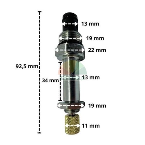 Senkventil 19mm Gewinde mit Notablassknopf und Abmessungen
