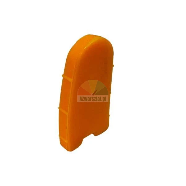 Orangefarbene Silikon-Schutzkappe auf weißem Hintergrund.