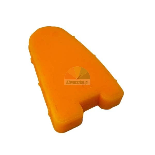 Oranges Bremsbelag-Spreizwerkzeug aus Kunststoff auf weißem Hintergrund.