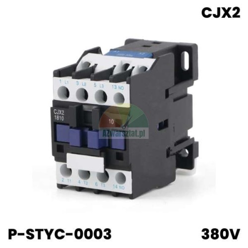 380V Motorschütz CJX2 1801, schwarz-weißes Gehäuse mit blauen Tasten.