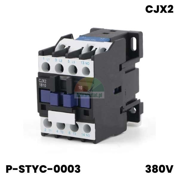 380V Motorschütz CJX2 1801, schwarz-weißes Gehäuse mit blauen Tasten.