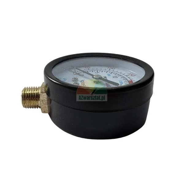 Manometer mit seitlichem Messinganschluss und schwarzem Gehäuse