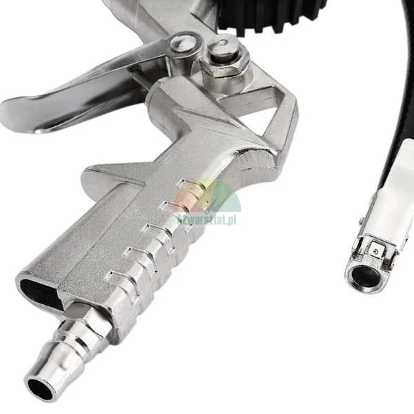 Silberne Reifenfüllpistole mit Metallabzug und Druckluftanschluss