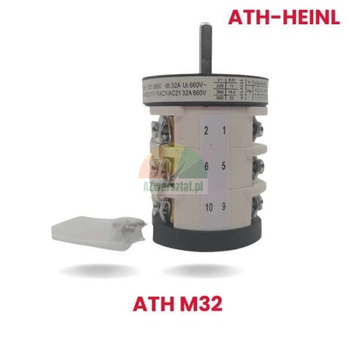 Ersatz-ATH-Heinl 1-stufiger Drehschalter ATH M32 in der Seitenansicht mit Anschlussklemmen.