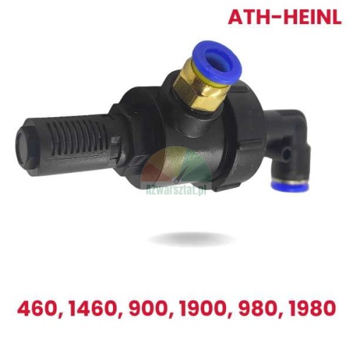 Ersatz-Schnellentlüftungsventil für ATH-Heinl Reifenmontiermaschinen 460, 1460, 900, 1900, 980, 1980 - schwarzes Bauteil mit blauen Anschlüssen und Schalldämpfer