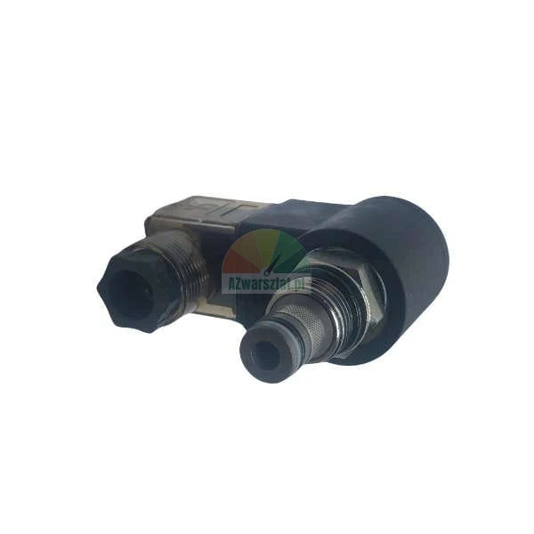Magnetventil mit Stecker und schwarzer Spule, Komponente für Hydraulik- oder Pneumatiksysteme.