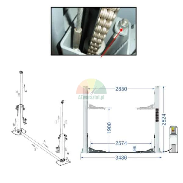 Stahlseil 8,82m für TW242A-FZ - Diagramm und Detail