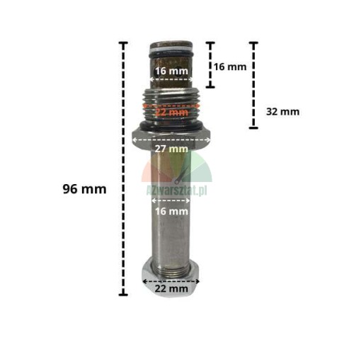 Senkventil für 16mm / G22mm Magnetspule mit Abmessungen