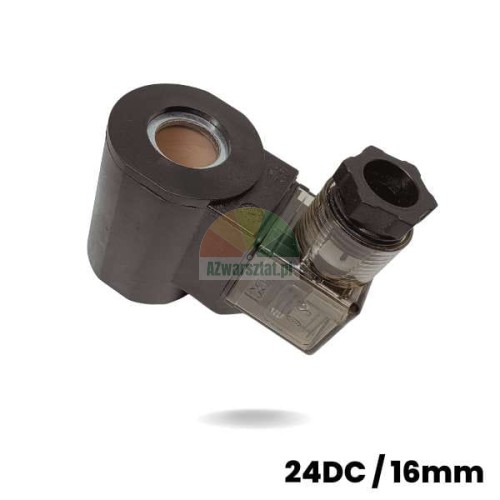 Schwarze Magnetspule 16mm 24V DC mit transparentem Anschluss