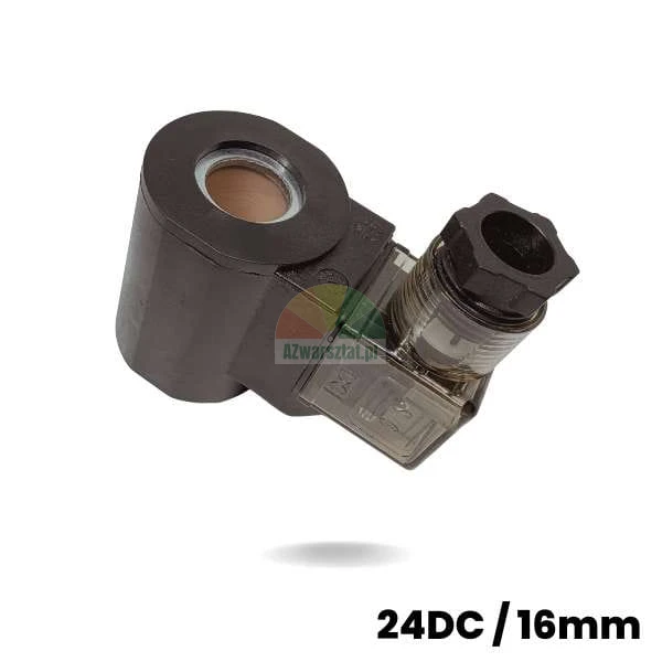 Schwarze Magnetspule 16mm 24V DC mit transparentem Anschluss