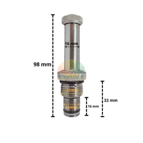 Senkventil für Magnetspule 16mm G22mm mit Abmessungen