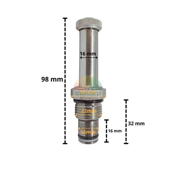 Senkventil für Magnetspule 16mm G22mm mit Abmessungen