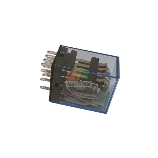 Miniatur-Elektromagnetrelais in transparentem blauem Gehäuse mit Metallstiften