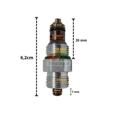 Sicherheits-Rückschlagventil für Hebebühnen 14mm G19 mit Abmessungen