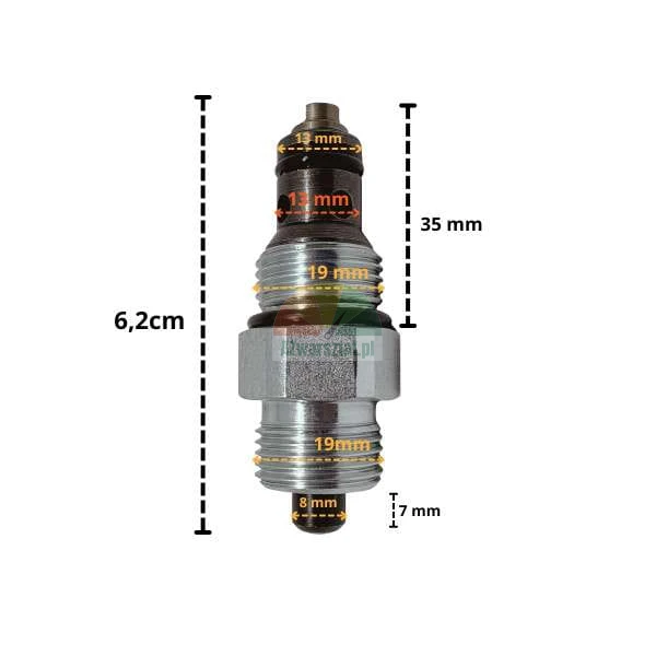Sicherheits-Rückschlagventil für Hebebühnen 14mm G19 mit Abmessungen