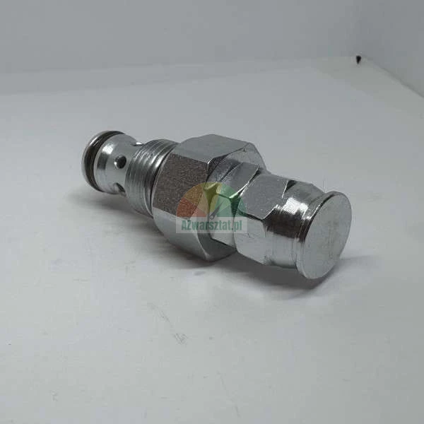 Hydraulisches Einschraubventil mit O-Ring und Sechskantmutter auf weißem Untergrund.