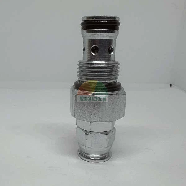 Hydraulisches Einschraubventil aus Metall mit O-Ring-Dichtungen und Gewindekörper auf weißem Hintergrund.