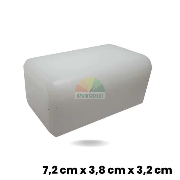 Weißes Gleitstück für Hebebühne (Block) mit Abmessungen 7,2 x 3,8 x 3,2 cm aus Kunststoff.