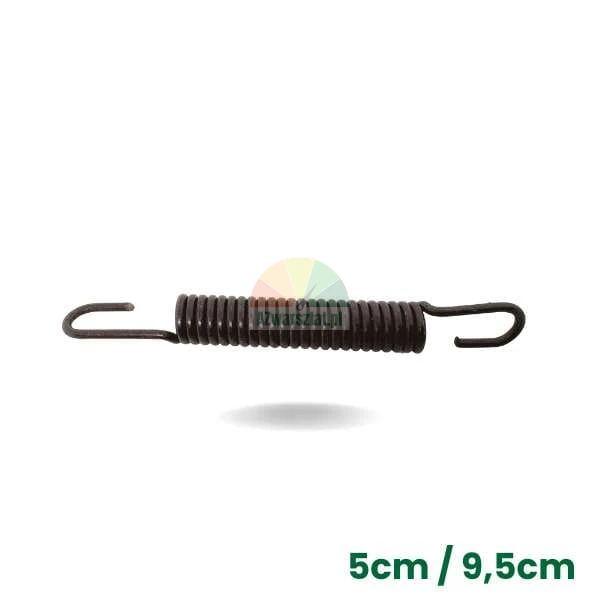 Schwarze Metallzugfeder 9,5 cm lang mit Haken an beiden Enden.