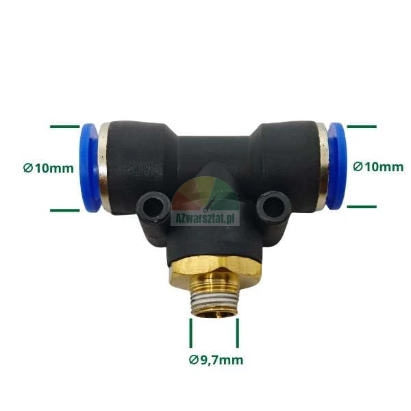Pneumatische T-Verschraubung G 9,7mm - 2x10mm