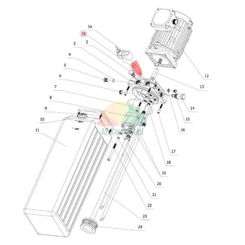 Technische Zeichnung der Twin Busch Hydraulikpumpe mit markiertem XYF-C Absenkventil.