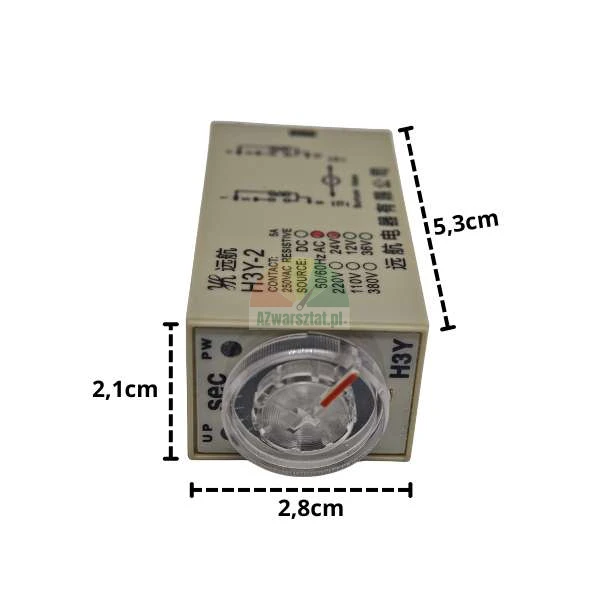 Zeitrelais H3Y-2 24V AC 5s 8-polig mit Abmessungen 2,1x2,8x5,3 cm