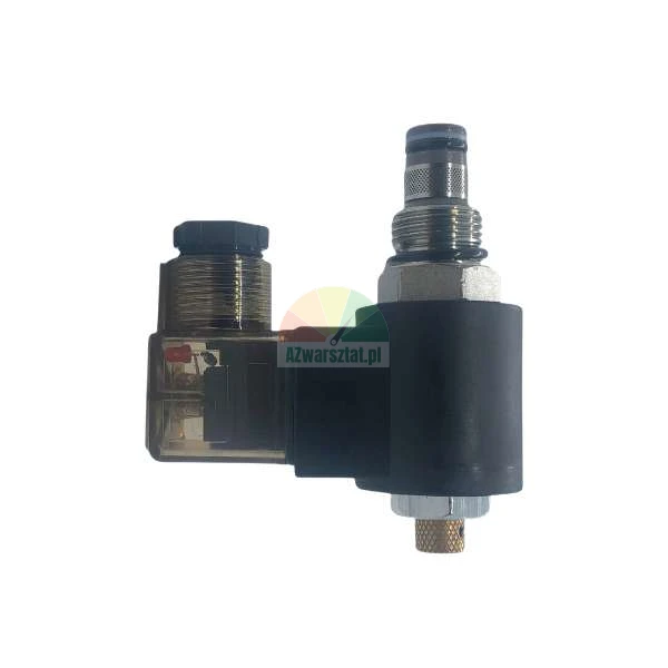 Hydraulisches Magnetventil mit schwarzer Spule und transparentem elektrischem Anschluss.