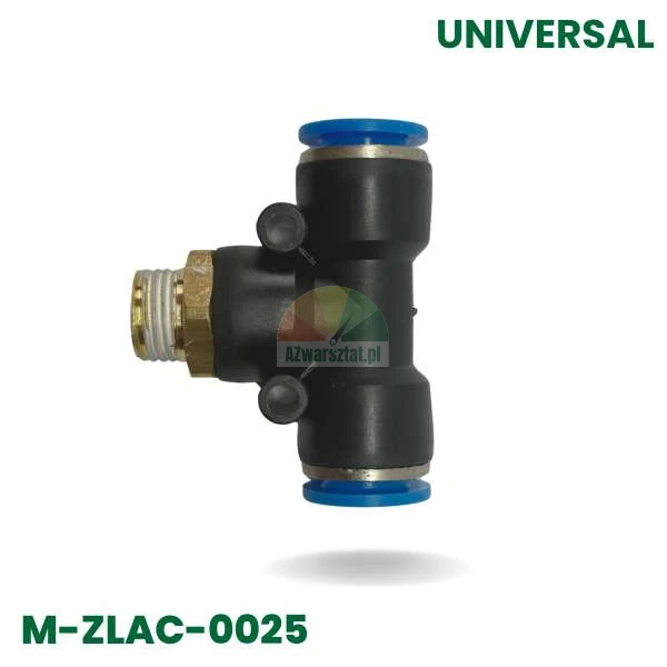 Pneumatische T-Verschraubung mit 12,7mm Gewinde und 10mm Schlauchanschlüssen