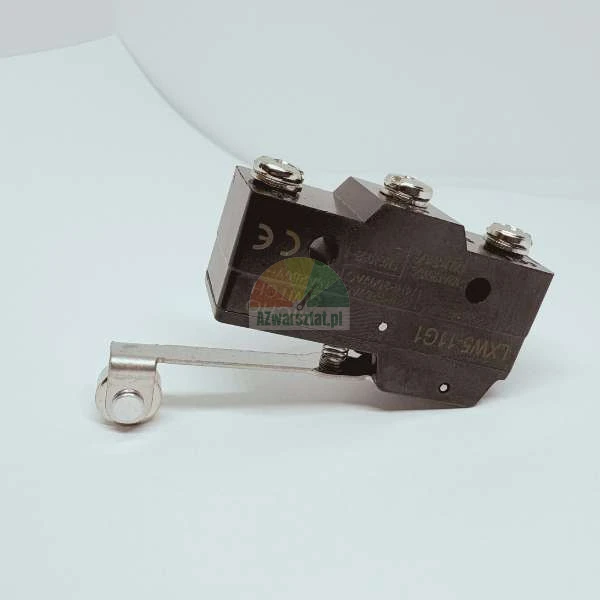 Schwarzer Mikroschalter mit Rollenhebel, Modell LXW5-11G1, mit Schraubklemmen.