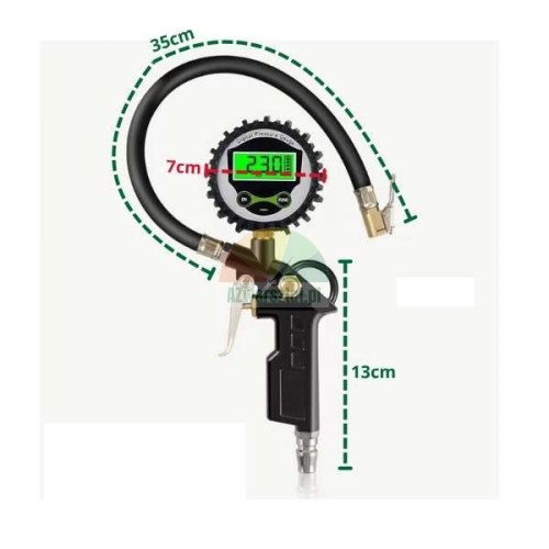 Reifenfüllpistole mit digitalem Manometer 0-16 bar.