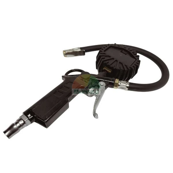 Schwarze Reifenfüllpistole mit Manometer und Schlauch