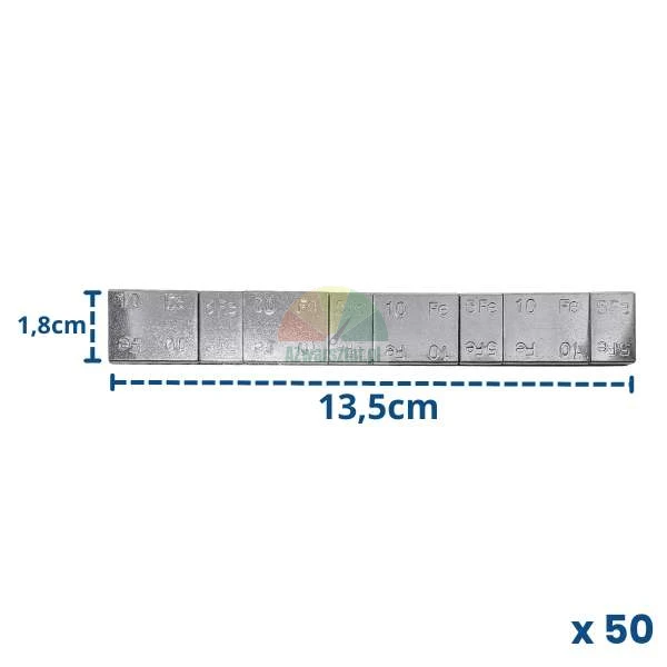 Stahl Klebegewichte Fe für Felgen, Riegel 5g und 10g, Maße 13,5x1,8 cm