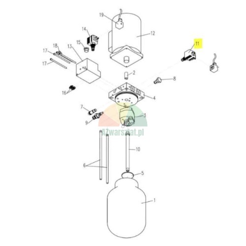 Ablassventil XYF-C schwarz für Twin Busch Hebebühne auf technischer Zeichnung