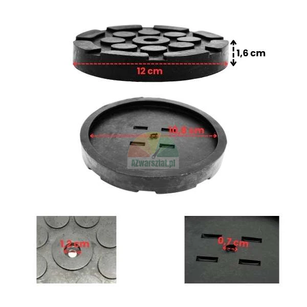 Hebebühne Gummiauflage 12cm mit einem Loch