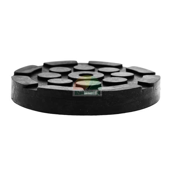 Runde Gummiauflage für Hebebühnen, schwarzer Gummipuffer mit strukturierter Oberfläche.