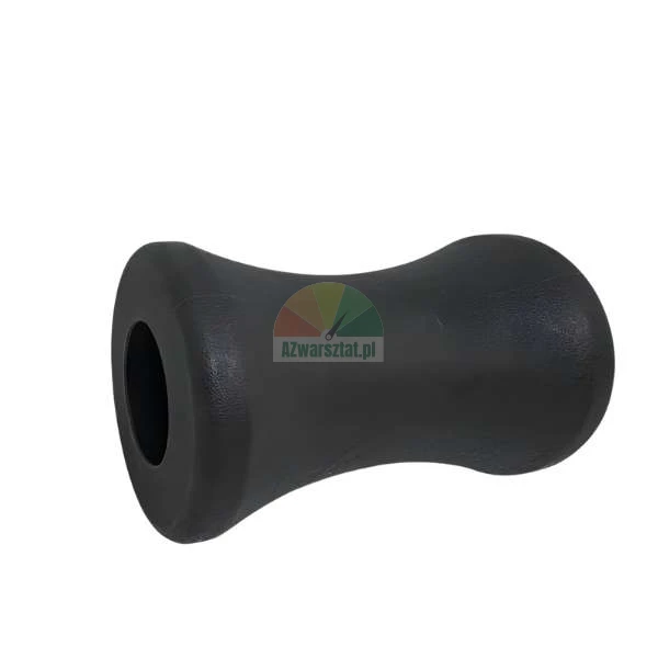 Schwarze Bugrolle aus Gummi für Bootsanhänger in Sanduhrform.