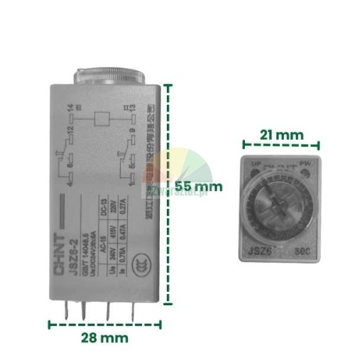 Zeitrelais DC 24V 10s 8 PIN mit Abmessungen