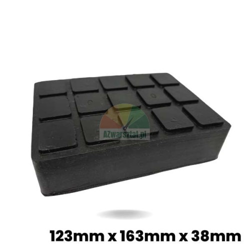 Gummiauflage (Gummiklotz) für Hebebühnen 123mm x 163mm x 38mm mit profilierter Oberfläche.