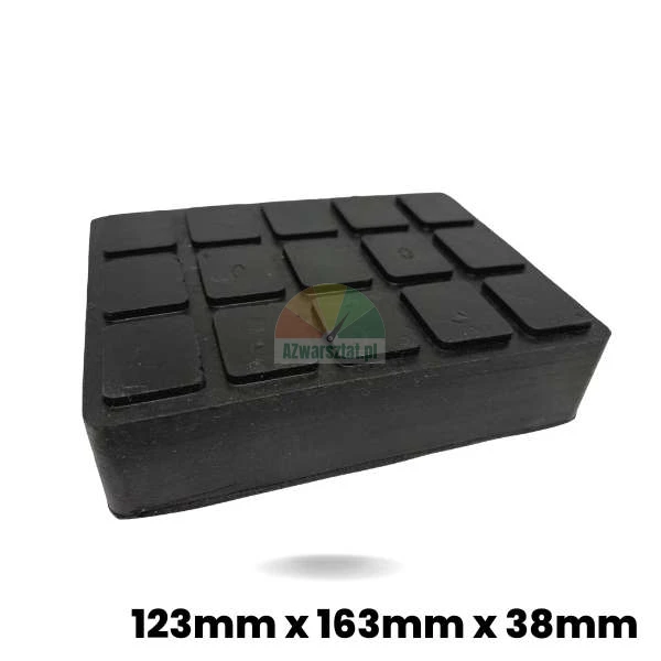 Gummiauflage (Gummiklotz) für Hebebühnen 123mm x 163mm x 38mm mit profilierter Oberfläche.