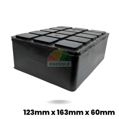 Gummiauflage Gummiklotz für Hebebühnen 123mm x 163mm x 60mm mit rutschfester Oberfläche