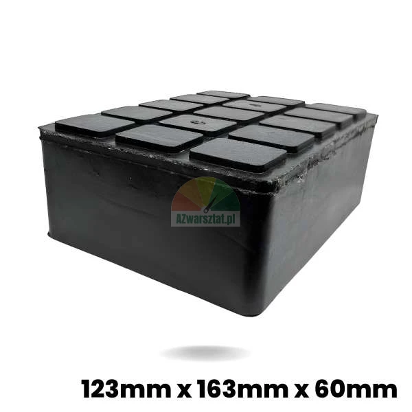 Gummiauflage Gummiklotz für Hebebühnen 123mm x 163mm x 60mm mit rutschfester Oberfläche