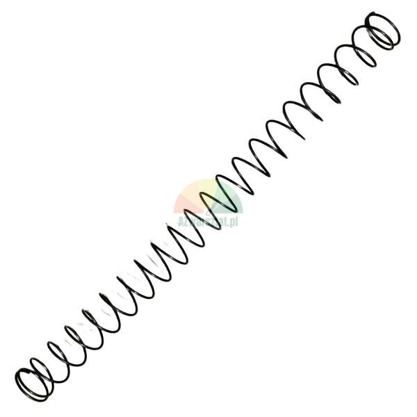 Lange schwarze Druckfeder, die diagonal auf einem weißen Hintergrund liegt.